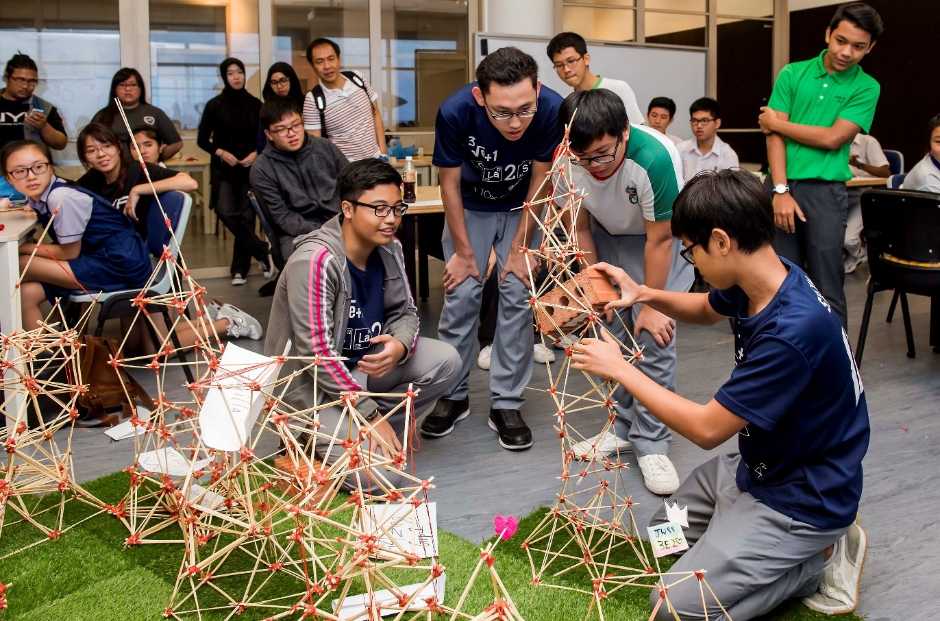 Polytechnic students attempting a team challenge activity. Students will benefit from increased flexibility when progressing through their courses at a pace better suited to their learning needs and styles, says Dr Maliki.