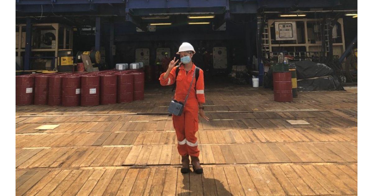 Alsyifa Huthami at her workplace at Bourbon Offshore