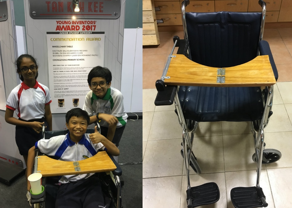 Mohamad Syafriy Ilham and his schoolmates designed a foldable table for wheelchair users.