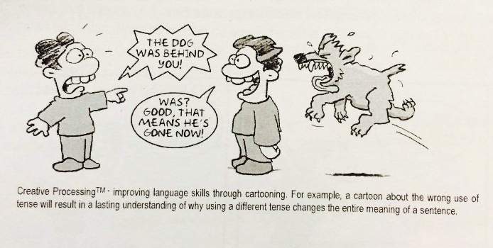 Cartooning can be used to teach young children about tenses. Credit: Mr Iskander Walen, SG Cartoons Pte Ltd.