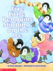 five little penguins slipping on the ice
