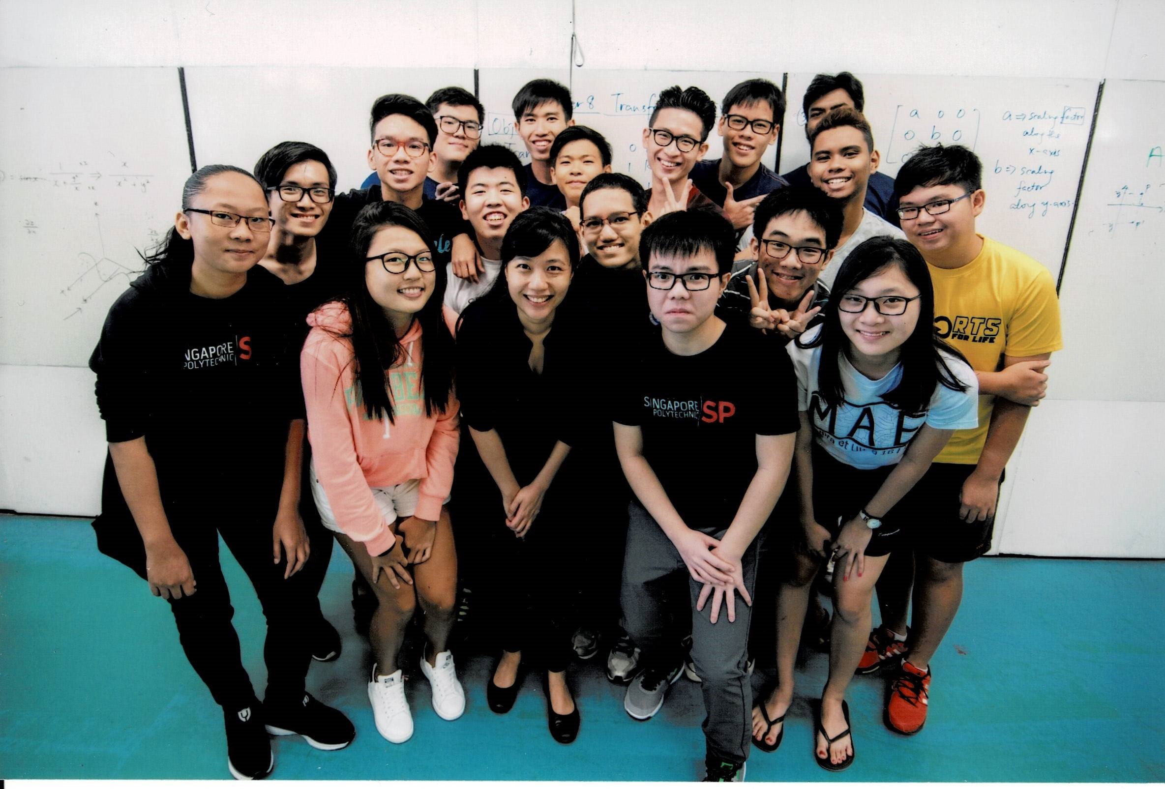 Hui Teng (front row, middle) with the first few batches of students who went through the Statistical Literacy Project, a pilot programme that changed the way statistics is taught in the school now. (Photo taken before COVID.)