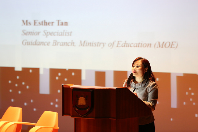 Ms Esther Tan, a Senior Specialist with the Guidance Branch of the Ministry of Education, advises parents on grooming their children's interests and abilities at a seminar organised by COMPASS (COMmunity and PArents in Support of Schools).