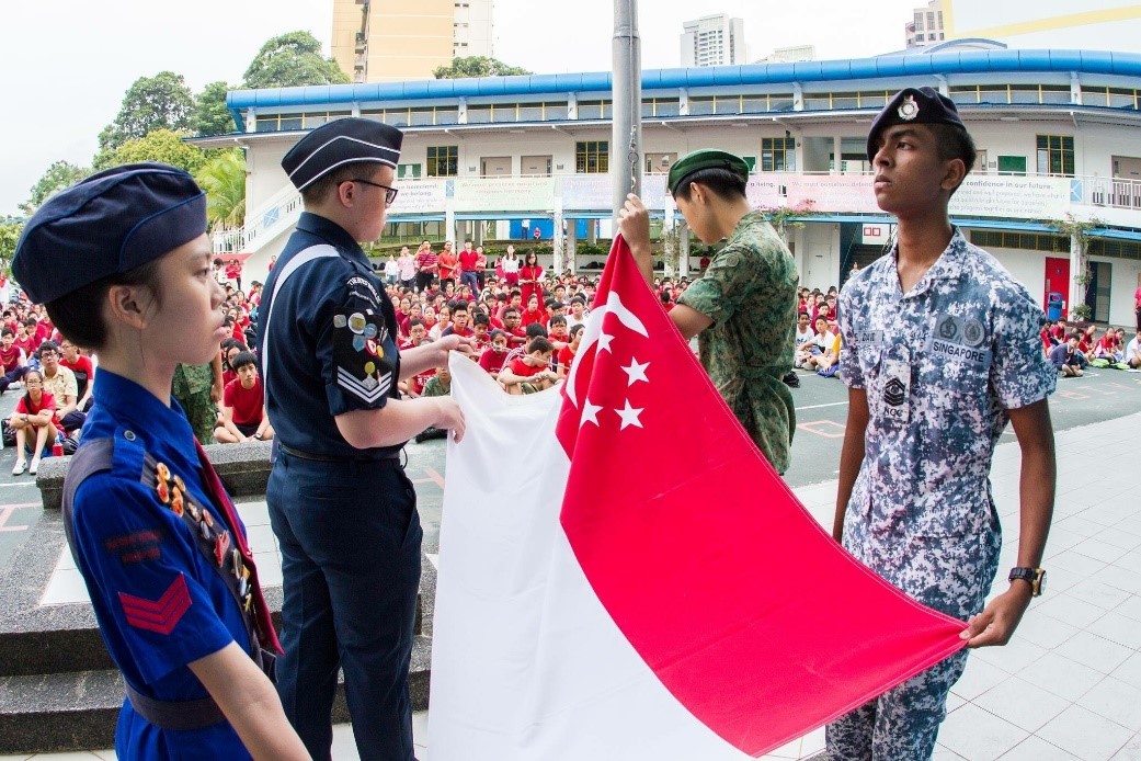 Daniel (far right) and his peers during a Combined Uniformed Groups school parade in 2016. Daniel calls himself a problematic student who has grown into a purpose-driven individual, thanks to his NCC experience and teacher.
