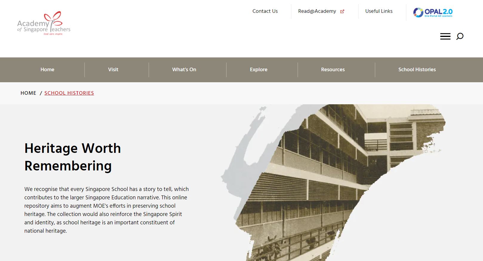 ‘Heritage Worth Remembering’ – The School Histories Repository Online Landing Page.