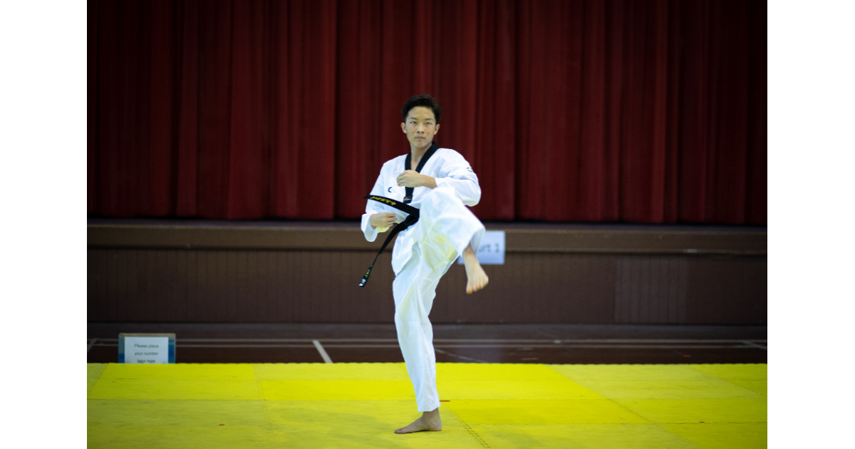 Taekwondo team captain Dylan Tay showcasing his moves at the NSG
