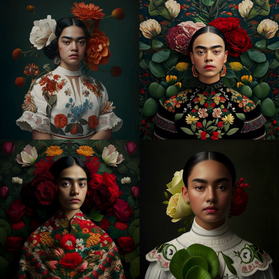 Students at CHIJ Katong Convent have fun brushing up on their art vocabulary using the Midjourney tool. The task: call up images of Mexican artist Frida Kahlo's art without using her name. What prompts did they use? (Answers at the end of this story).