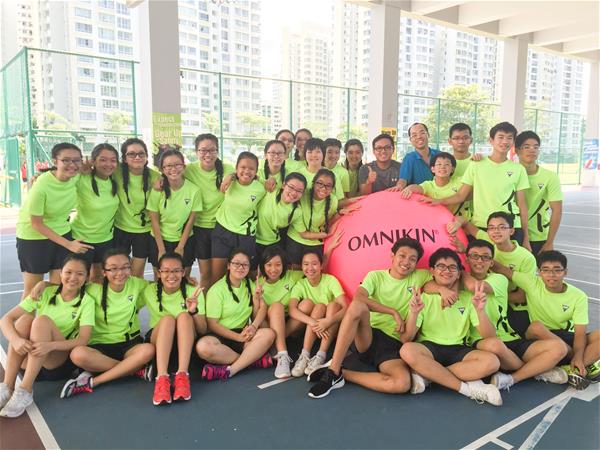 Mr Low Wei Chuan (back row, in black shirt shirt) and his Secondary Four students, who displayed their team spirit at the annual sports carnival. 