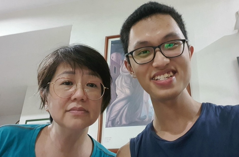 Mdm Christine Soh and her son, Yeo Wei Hong